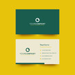 modern yellow business card with green simple geometry shape plastic cards with shadows made in paper material design style