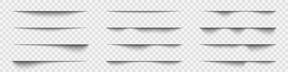 realistic shadows. paper transparent shadows. shadow overlay effect. dividing lines. set. vector ill