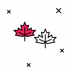 filled outline canadian maple leaf icon isolated on white background. canada symbol maple leaf. vect