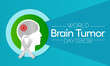 World Brain Tumor day is observed every year on June 8th. it is an overgrowth of cells in the brain that forms masses called tumors. They can disrupt the way body works. Vector illustration