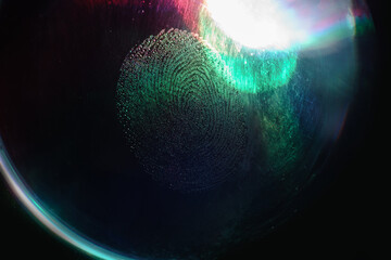 Aufkleber - Beautiful abstract green, red colored  fingerprint on background texture for design. Macro photography view.