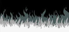 Ablaze. Gray, Black Fire Flames. Cartoon, Fire Or Flame Sign. Drawn Flames Pattern. Funny Vector Flamme Icon. Drawing Burn, Bonfire, Campfire Banner. Torch Flame. Inferno Fire. Fireman's Job.