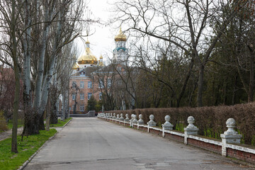 Wall Mural - Nova Kakhovka city, Kherson region, Ukraine. Historic street of town