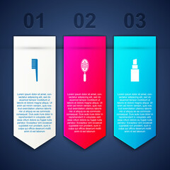 Sticker - Set Hairbrush, and Lipstick. Business infographic template. Vector