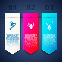 Poster - Set Sword for game, Medieval shield with axe and Necklace amulet. Business infographic template. Vector