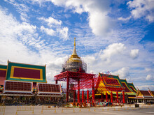 Sichon Nakhon Si Thammarat Thailand - 4 Jan 2022 : Temple Pagoda During The Construction. “Wat Chedi Ai Kai” Is An Important Buddha Of Nakhon Si Thammarat, Thailand.