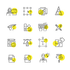 Wall Mural - graphic and web design icons set. pixel perfect, editable stroke 64x64 line designs