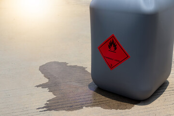 Sticker - Chemicals from industry or laboratory  leak on the floor and damage the environment