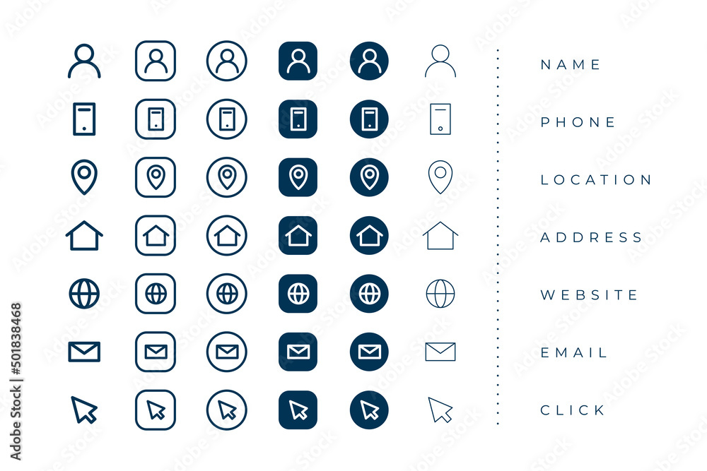 pack of business card icons set Stock Vector | Adobe Stock