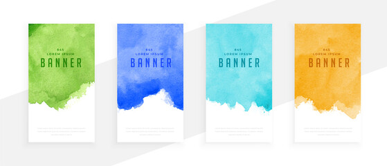 Wall Mural - abstract watercolors banner in four attractive colors