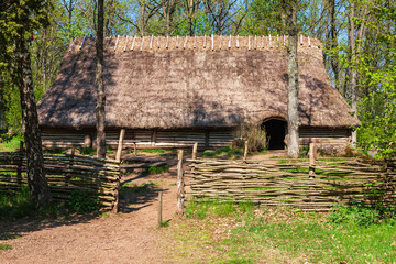 Wall Mural - Reconstruction of a longhouse from the Stone Age