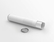 White blank isolated paper tube with rolled poster on isolated background