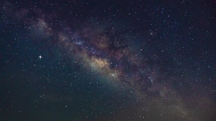 Wall Mural - milky way galaxy exploration through outer space towards glowing milky way galaxy. 4k looping animat