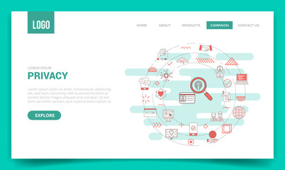 Wall Mural - privacy concept with circle icon for website template or landing page homepage