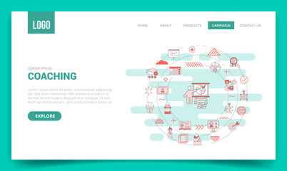 Wall Mural - business coaching concept with circle icon for website template or landing page homepage