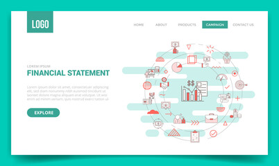  financial statement business personal concept with circle icon for website template or landing page homepage