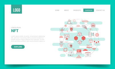 Wall Mural - nft non fungible token concept with circle icon for website template or landing page homepage