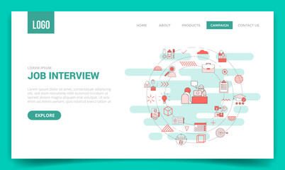 Wall Mural - job interview concept with circle icon for website template or landing page homepage