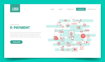 Wall Mural - e-payment electronic concept with circle icon for website template or landing page homepage