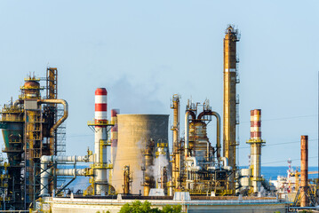 Port of Milazzo oil refinery, one of the biggest the industrial areas in Sicily, Italy.
