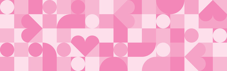 Wall Mural - seamless pink background for mother's day card template. trendy geometric shapes with circles, squar
