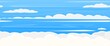 Strong wind in Sky clouds blue. Illustration in cartoon style flat design. Heavenly atmosphere. Vector