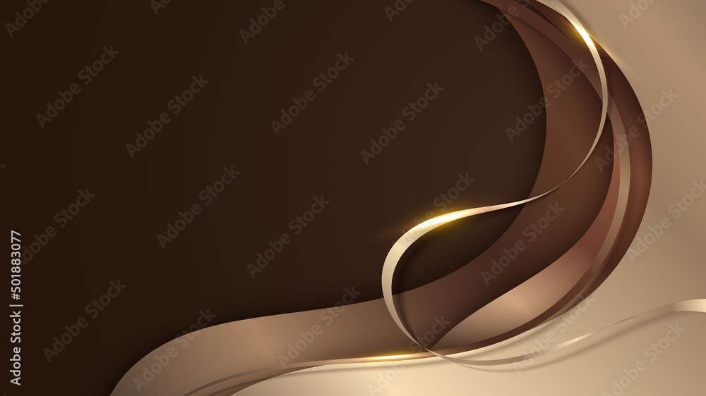 Gold Ribbon For Layout Abstract 3D modern luxury banner design template golden wave paper cut ...