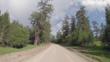 Wall Mural - Video of driving along road on  Keleysky mountain pass in Altai.