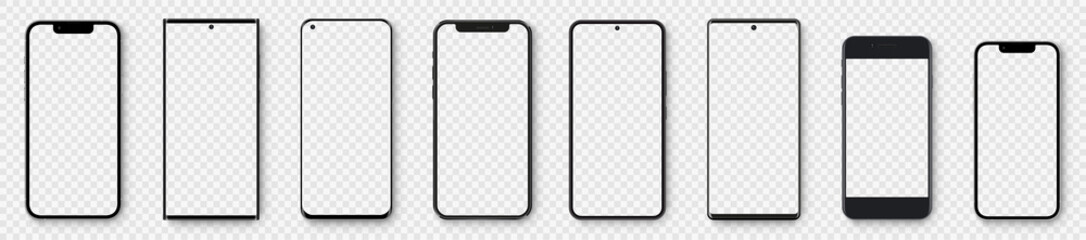 Wall Mural - realistic models smartphone with transparent screens. smartphone mockup collection. device front vie