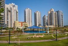 Landscape Of Newly Open  Park Over Residential Buildings In Petah Tikva, Israel.