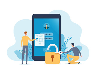 Wall Mural - business developer setting security system for protect data account and user key password for login 