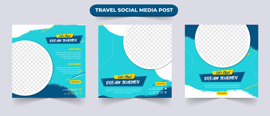 Wall Mural - vacation tour and travel sale social media post banner with editable photo for traveling agency busi
