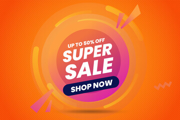 Sale banner template design, Super sale special offer. 