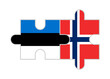 puzzle pieces of estonia and norway flags. vector illustration isolated on white background	
