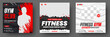 © Neelrong - Fitness gym social media post banner template with black and red color, gym, Workout, fitness and Sports social media post banner, fitness gym social media post banner design.