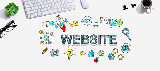 Website with a computer keyboard and a mouse