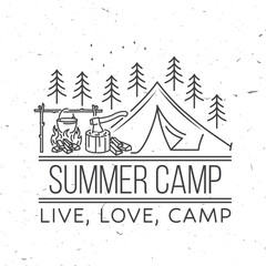 Wall Mural - summer camp. vector illustration. concept for shirt or print, stamp or tee. vintage line art design 