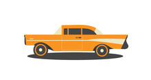 Orange Retro Car Icon. Vintage