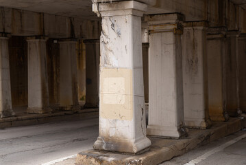 Concrete bridge pillars.