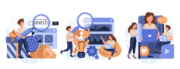 Wall Mural - it profession collection. programmer write software and create code for computer. coding script for 
