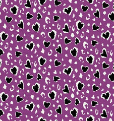 Canvas Print - Seamless leopard heart pattern, animal print.