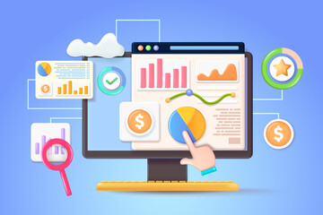 Wall Mural - data analytics, dashboard and business finance report.