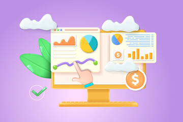 Wall Mural - data analytics, dashboard and business finance report. investment or seo
