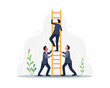 © Fand - Group of employees climbing up together and supporting