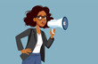 Businesswoman Holding a Loudspeaker Vector Cartoon Illustration
