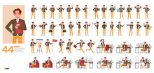 Big Set Of Businessman Character Vector Design. Presentation In Various Action. People Working In Office Planning, Thinking And Economic Analysis.