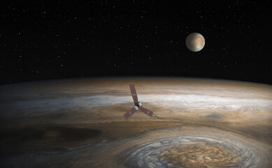 Aufkleber - Satellite Europa, Jupiter's moon with Juno spacecraft   