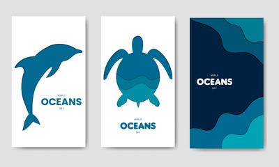 Wall Mural - World Oceans Day Simple Template Bundle