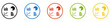 © kebox - Bunter Banner mit 5 farbigen Icons: Statistik, Diagramme, Daten oder Report
