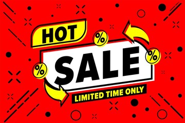 Wall Mural - Hot sale with limited time only template banner design. End of season special offer, burning price with great clearance advertising vector illustration